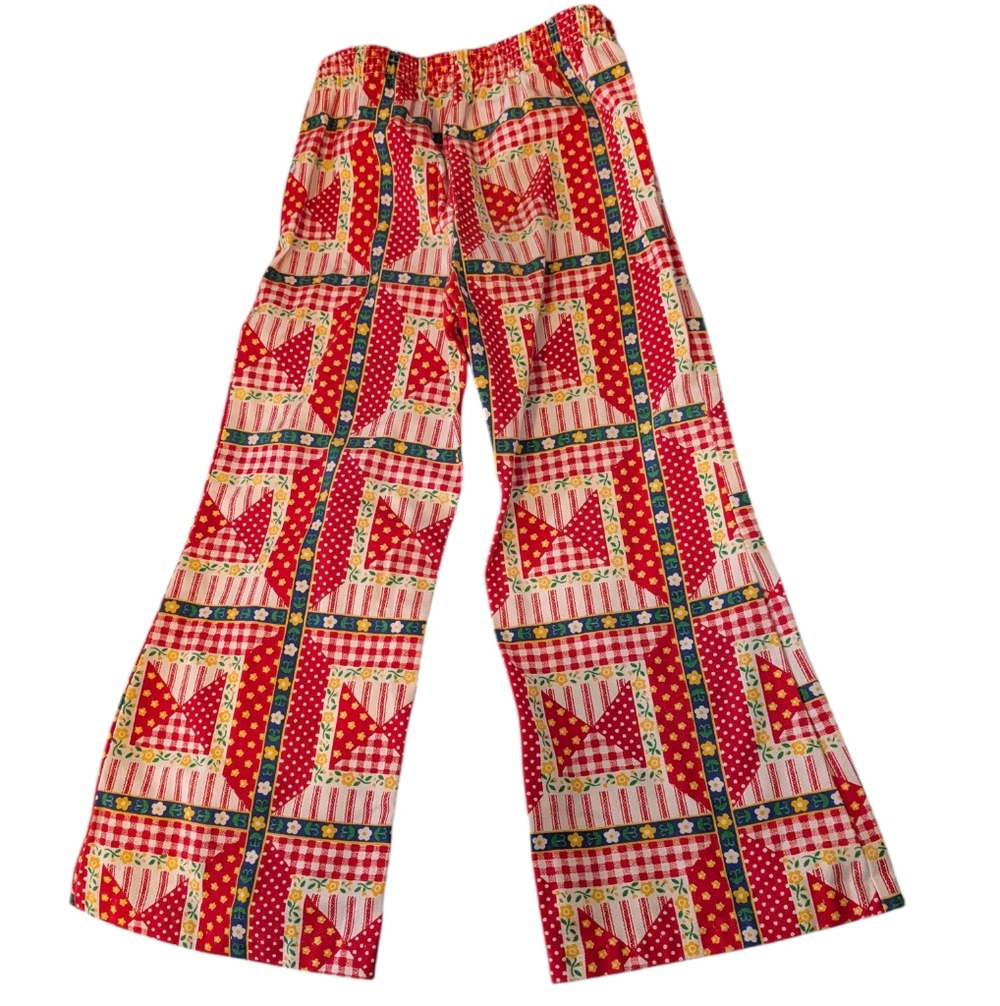 70s Vintage‎ Sears Kids Groovy Patchwork All Over Print Flare Pants 5